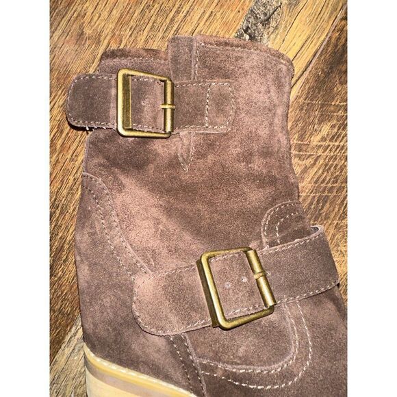 Sbicca Harmonic Brown Boots With Stacked Heel/ Hidden Wedge Size 6.5 - Picture 12 of 16